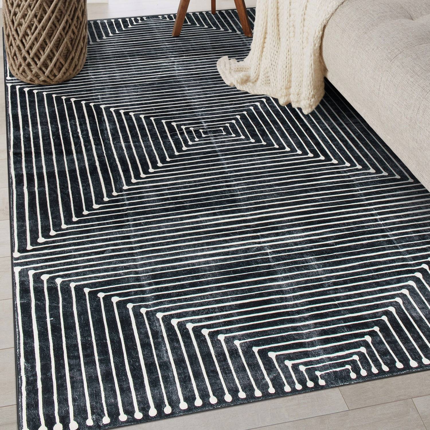 World Rug Gallery Bohemian Stripes Washable