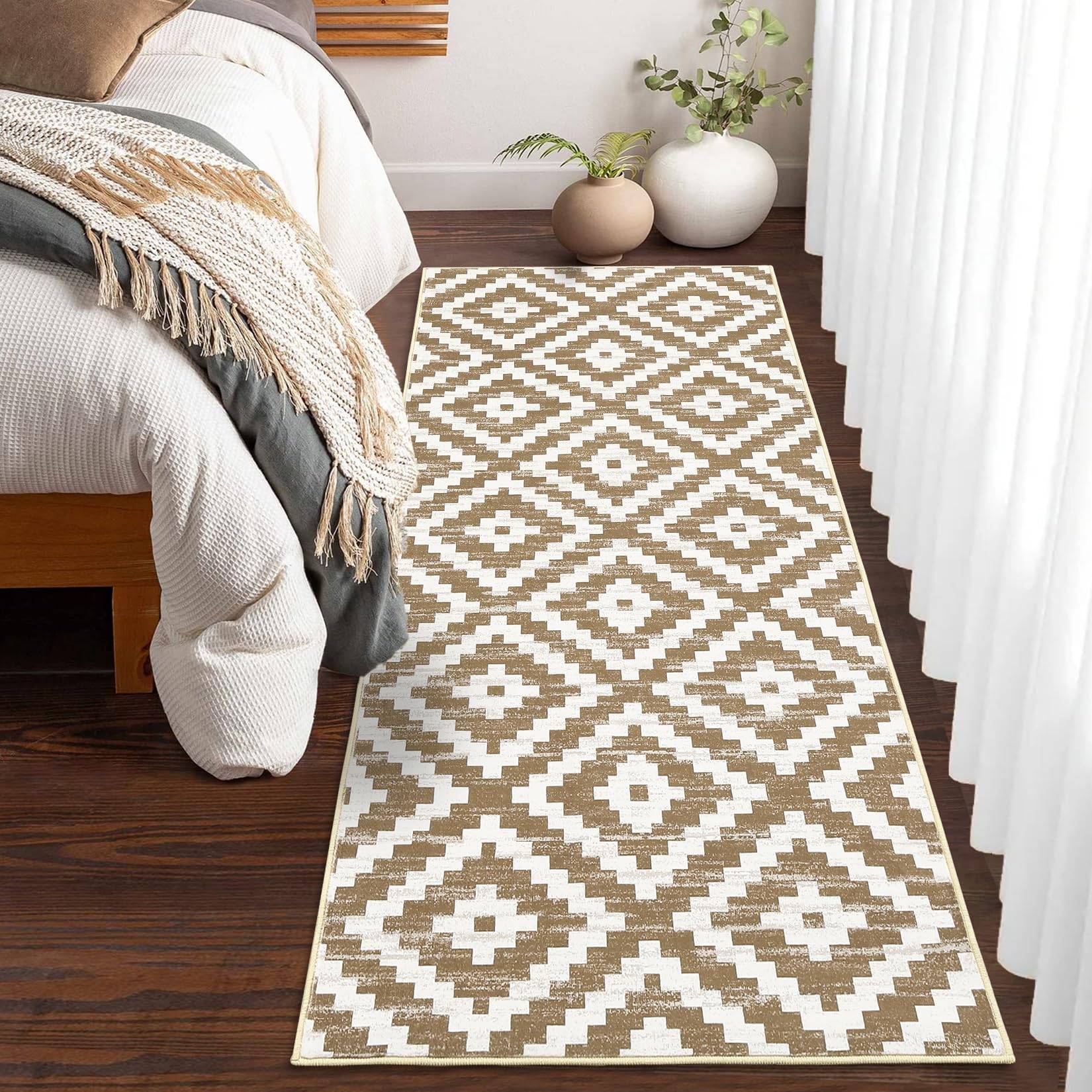 Washable rugs Garvee Washable Rugs 2x6 Moroccan Geometric
