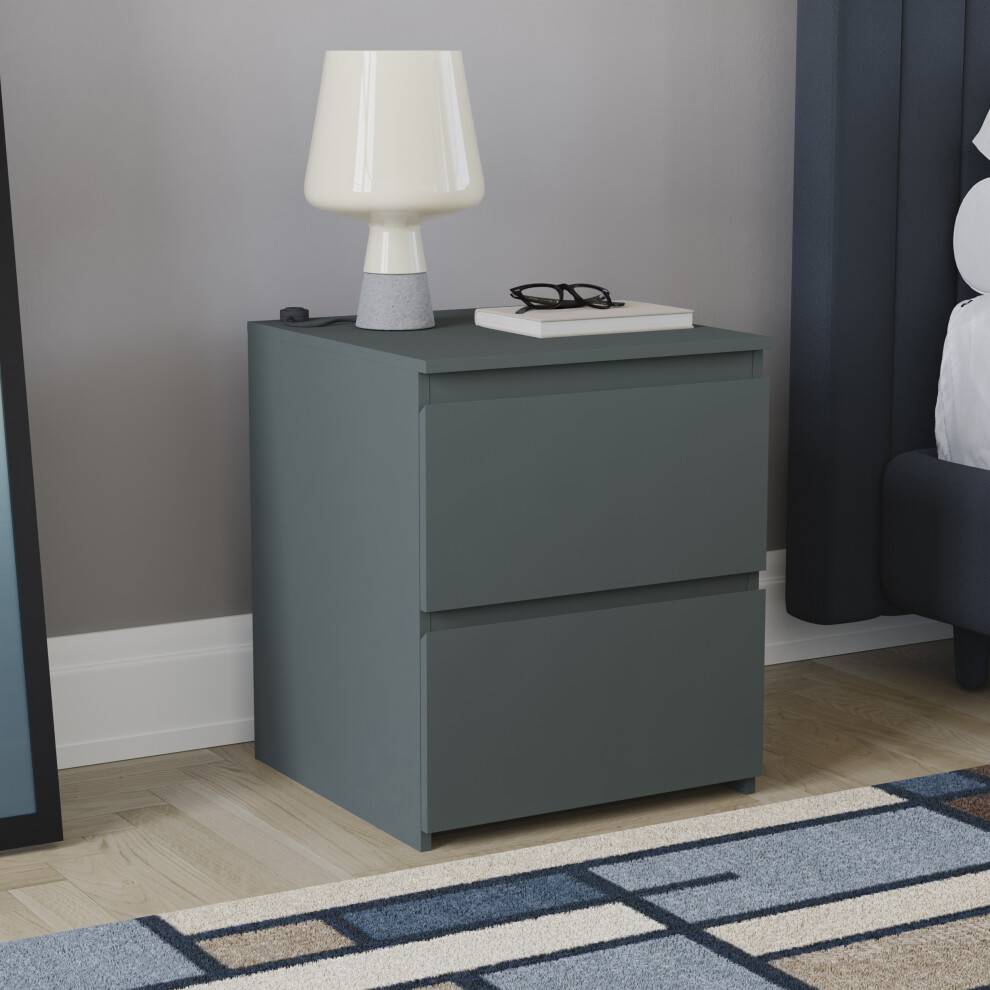 Vida Designs Denver 2 Drawer Large Chest Storage Unit Bedside Table