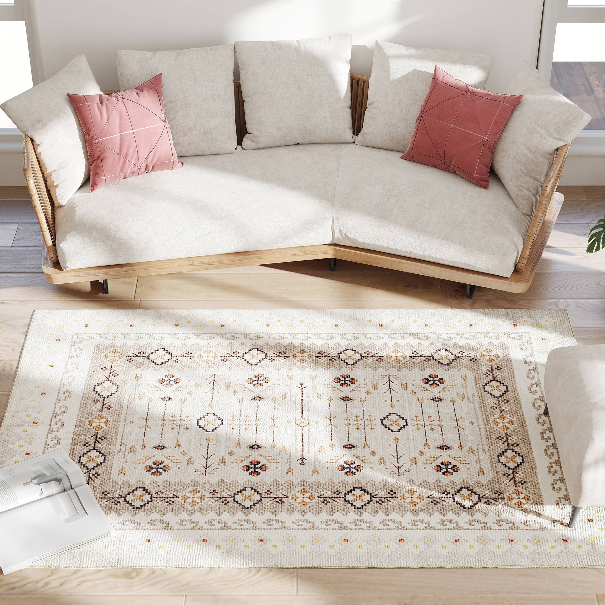 Homcom Machine Washable Area Rug 4x6 Non-Slip