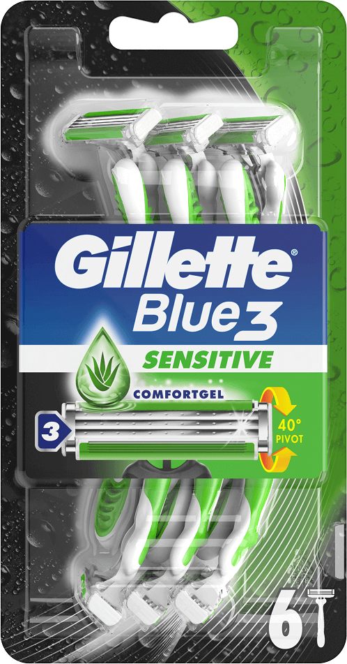 Gillette Blue3 Sensitive Disposable Razor 6 Pieces