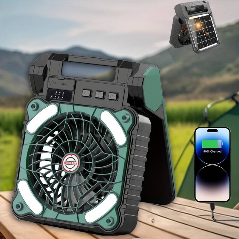 Flemye Solar Powered Camping Fan LED Timer