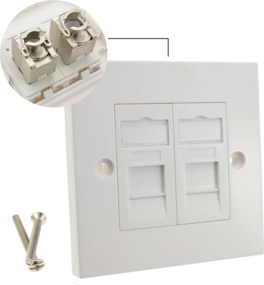 Kenable Shielded RJ45 Face Plate Double Port