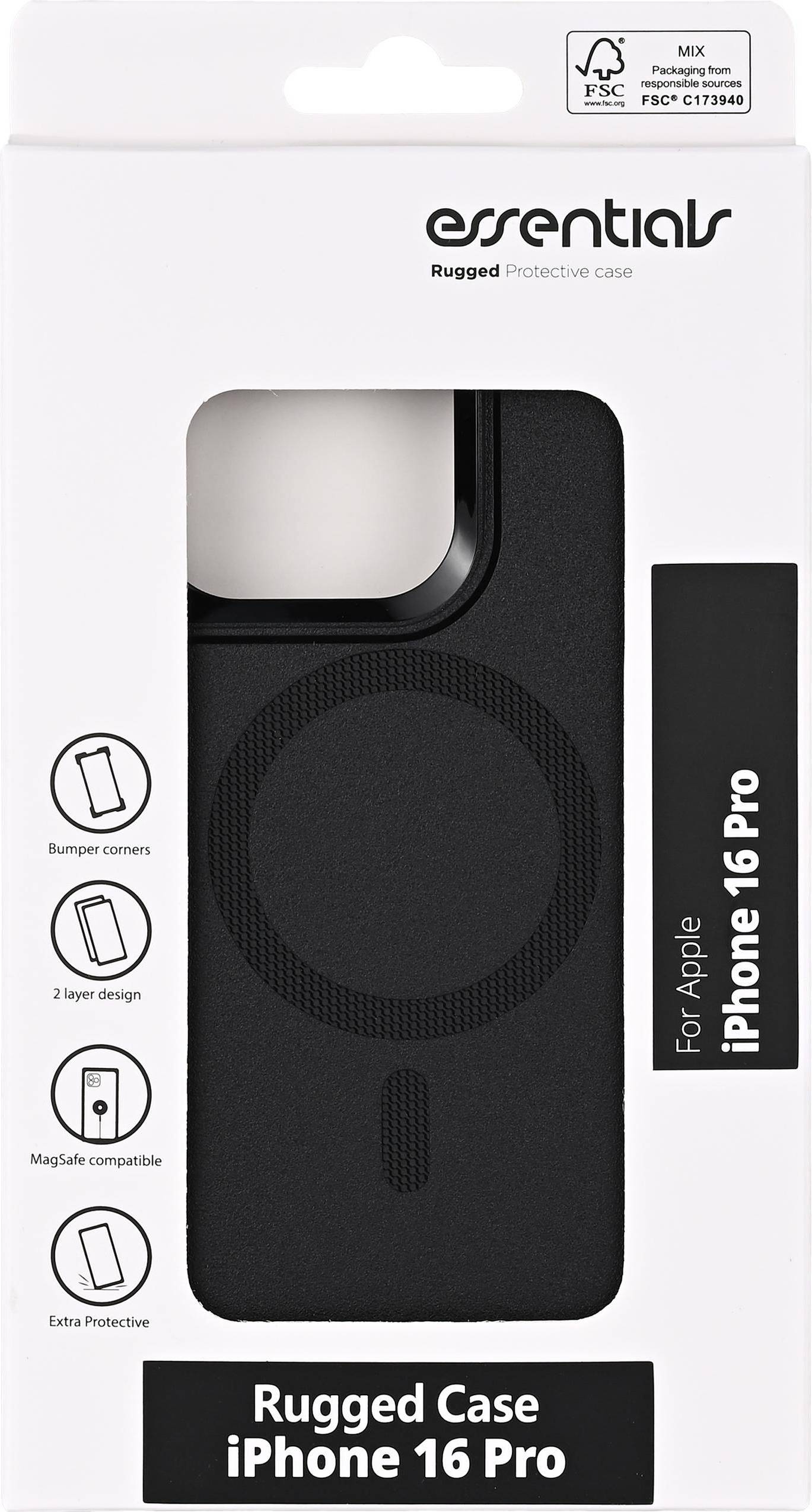 Essentials iPhone 16 Pro Magnet Rugged Case Black