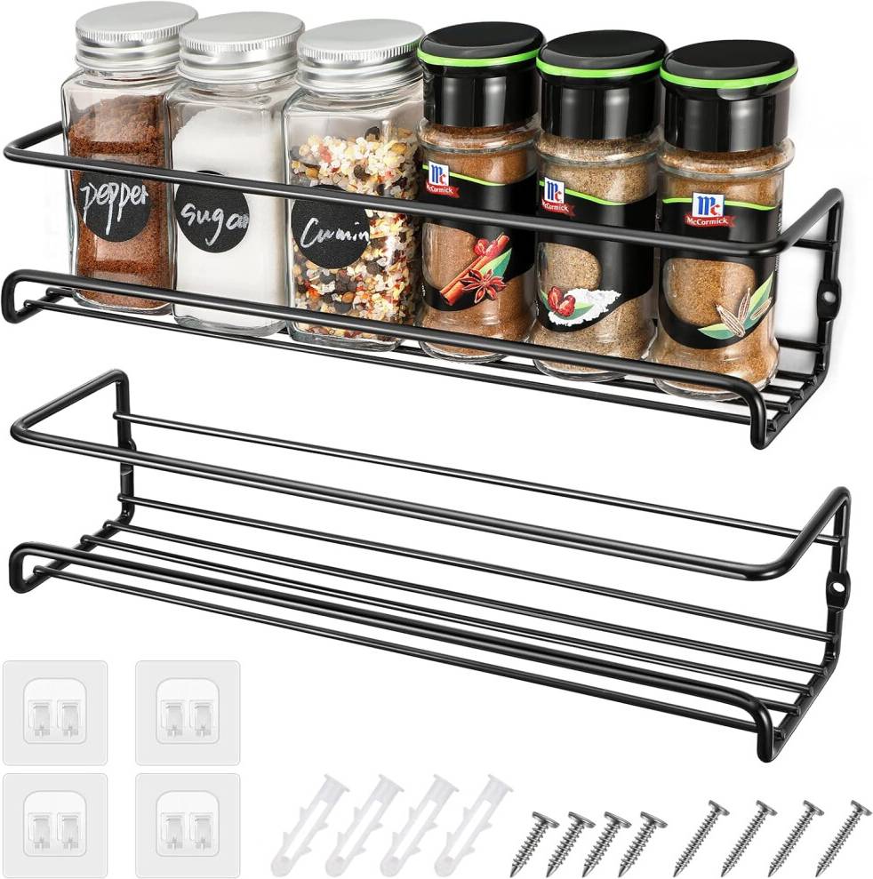 Tianfu 2Pcs Wall-Mounted Kitchen Spice Rack