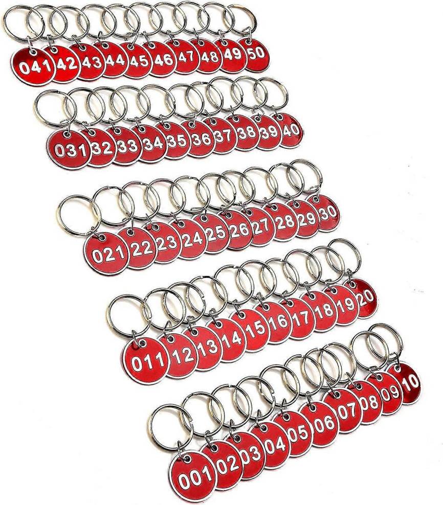 Kikidex Numbers Key Chain Locker Gym Key Rings - Aluminum