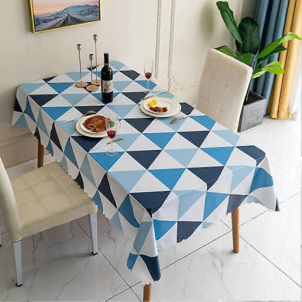 Kikidex Rectangular PVC Wipeable Tablecloth Blue