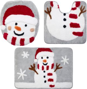 Avanti Snowman Flake Bath Rug Set Multi Color