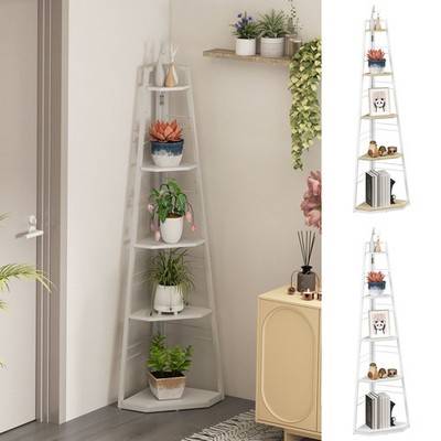 Homcom 5-Tier Corner Shelf White Shelving System