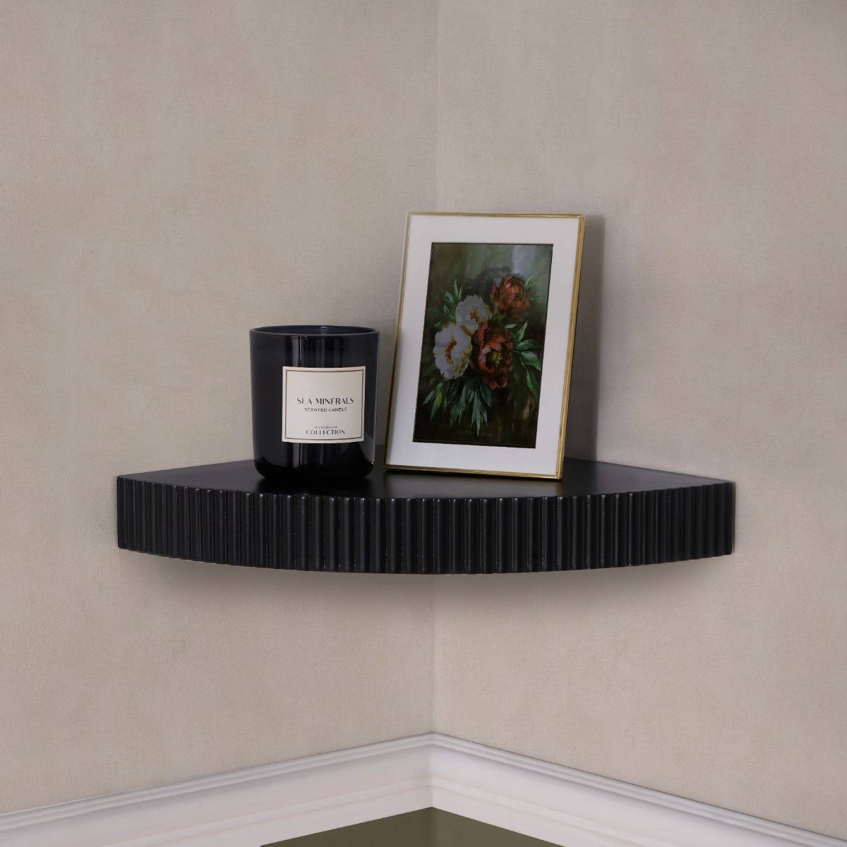 OHS Ribbed Corner Shelf Black Shelving System