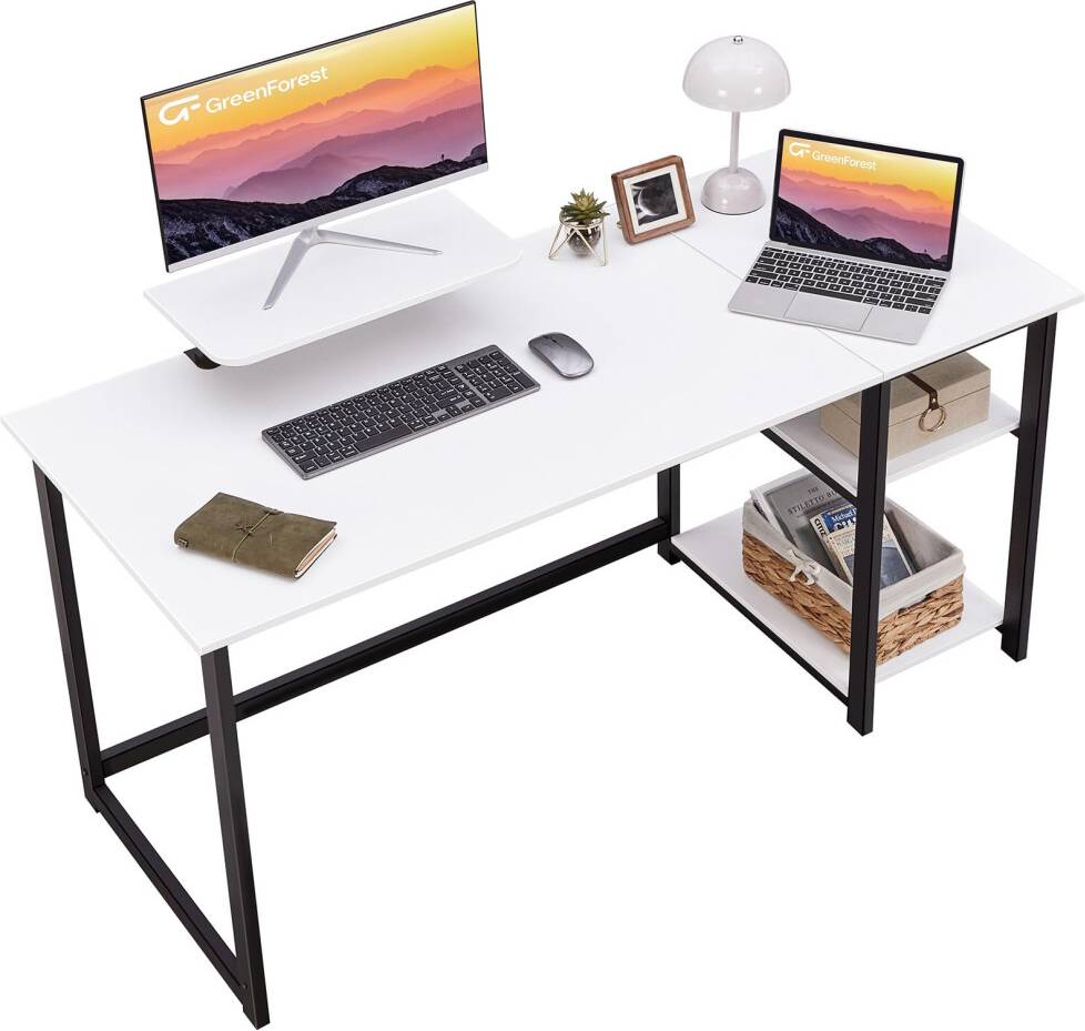 GreenForest Computer With Monitor Stand Writing Desk