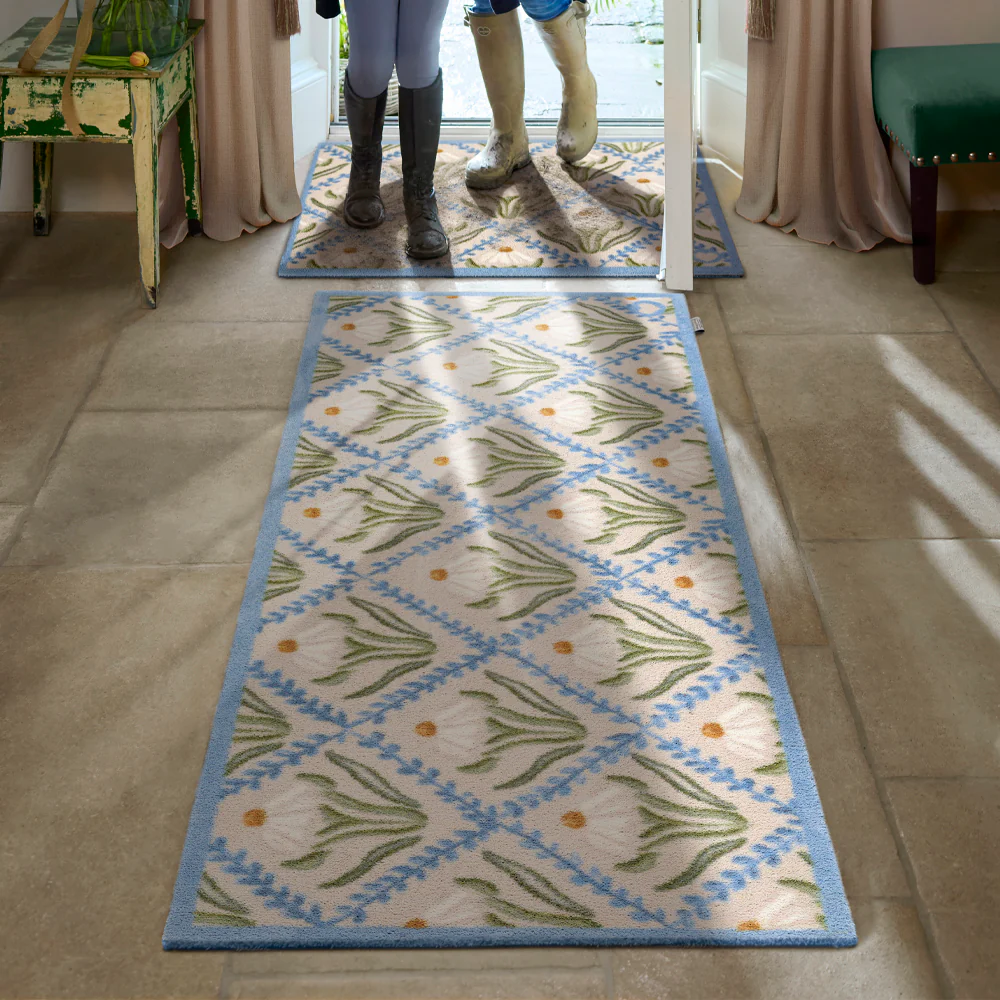 Hug Rug Daisy Trellis Dirt Trapper Door Mat Blue