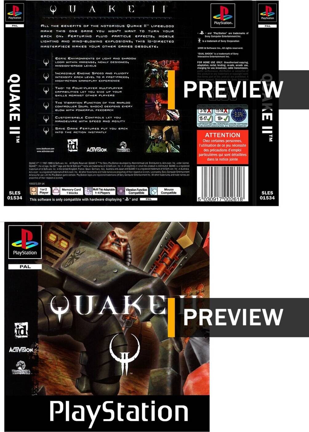 PS1 Quake II Inlay Cover