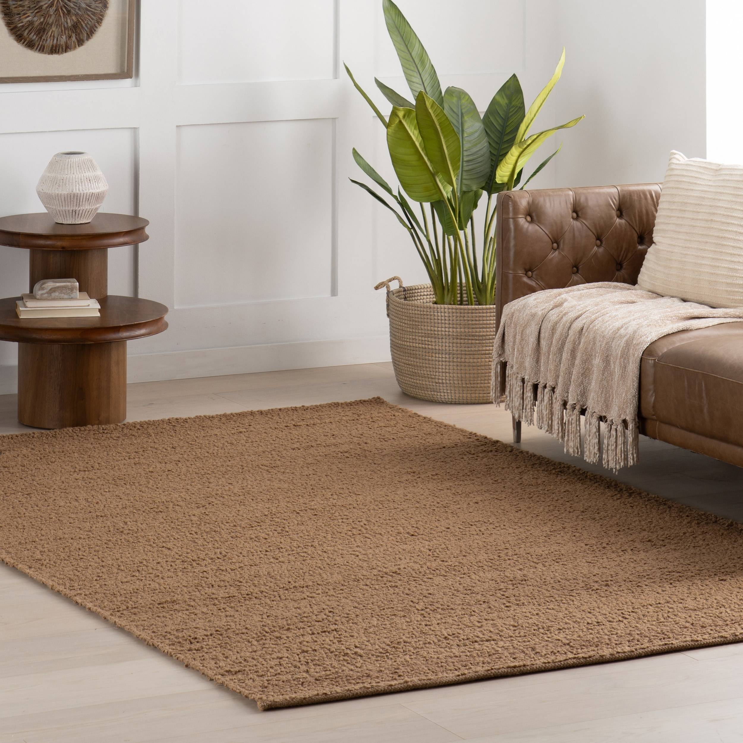 Nuloom Thellia Textured Flatweave Shag Rug Brown