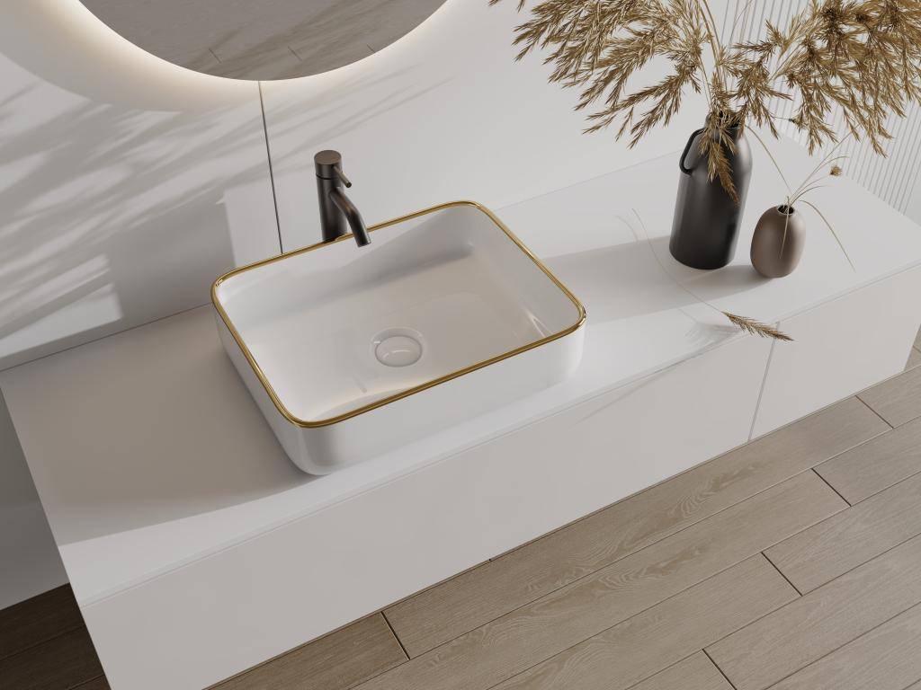 Vente-unique Rectangle Ceramic Countertop Basin