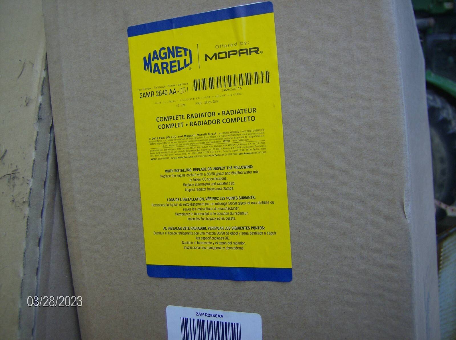 Mopar 2AMR2840AA Engine Cooling Radiator