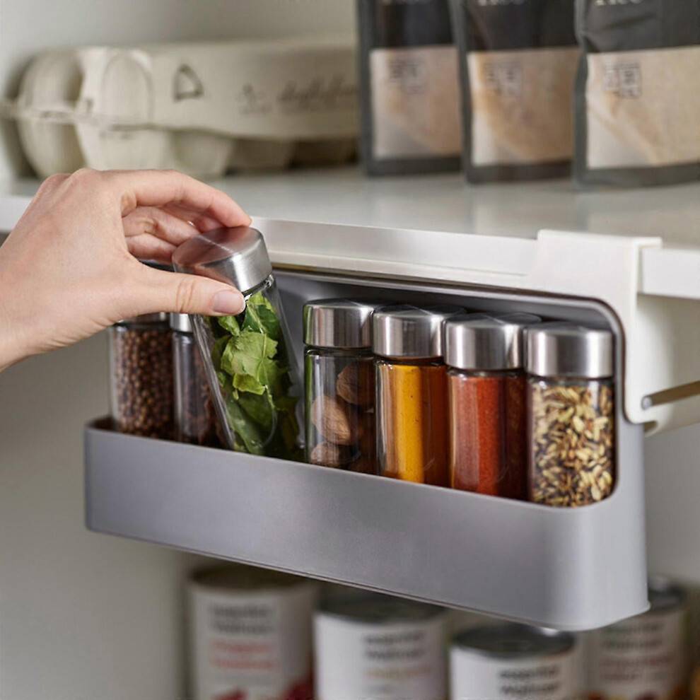 Kikidex 6pcs Under-shelf Kitchen Spice Rack