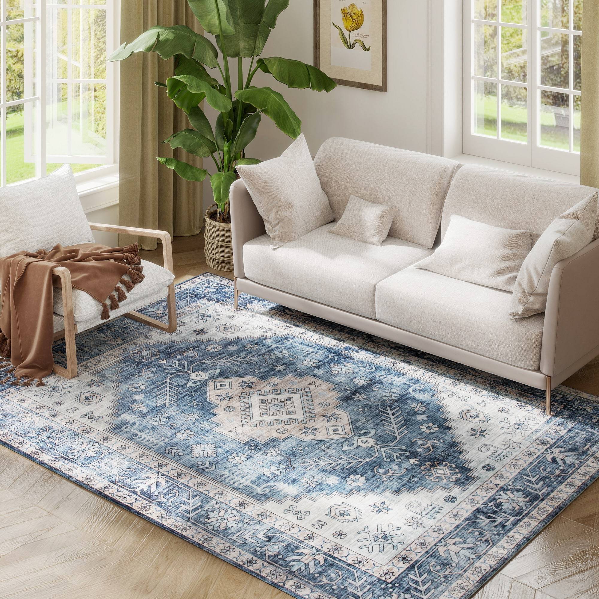 Homcom 5x7 Machine-Washable Vintage Non-Slip Rug