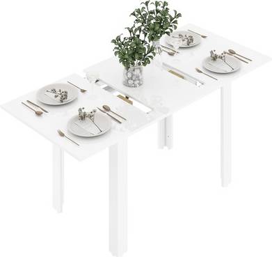 Homcom Extendable Table Seats High Gloss White Dining Set