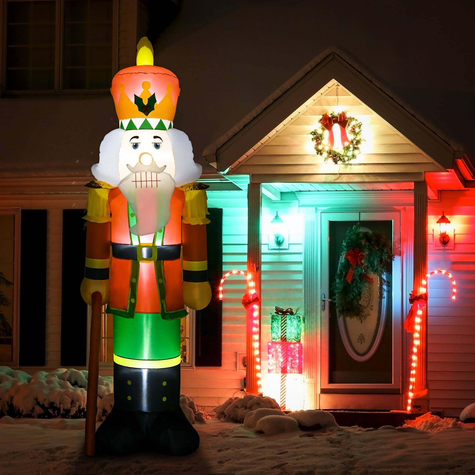 4" led lights Homcom 8' Inflatable Christmas Nutcracker with 4 LED Lights Decoration