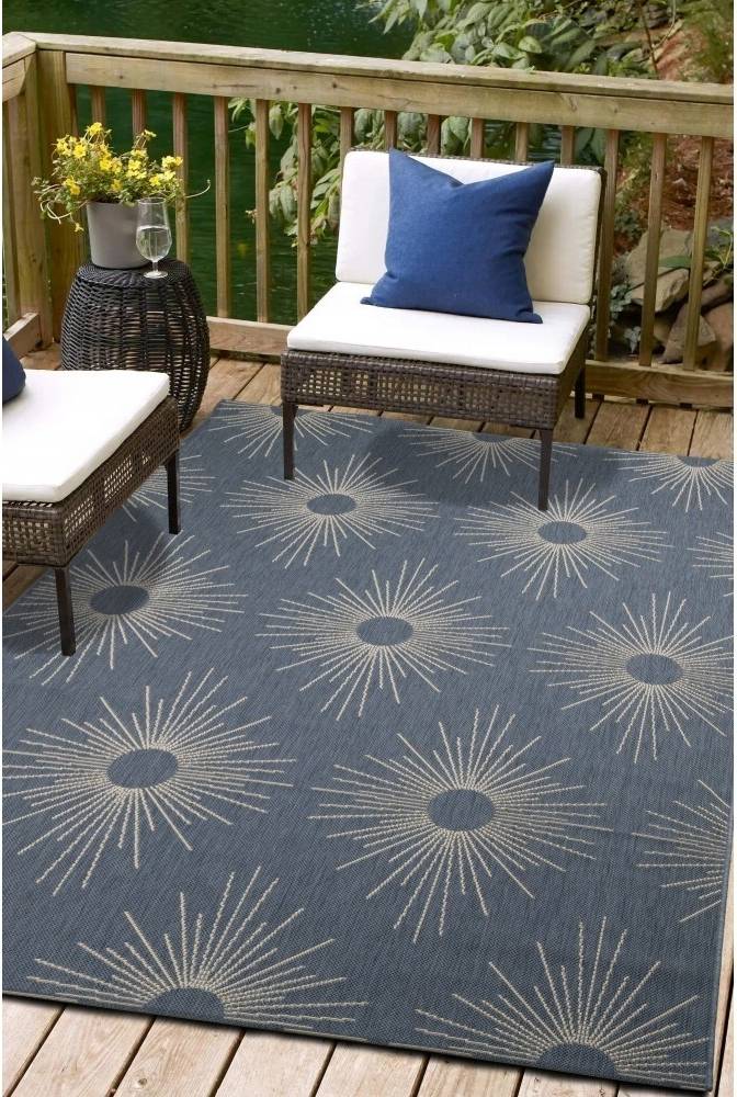 Modern Style Rugs Eden Stars Navy Indoor Outdoor Rug