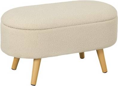Homcom Ottoman Cream White Storage Bench