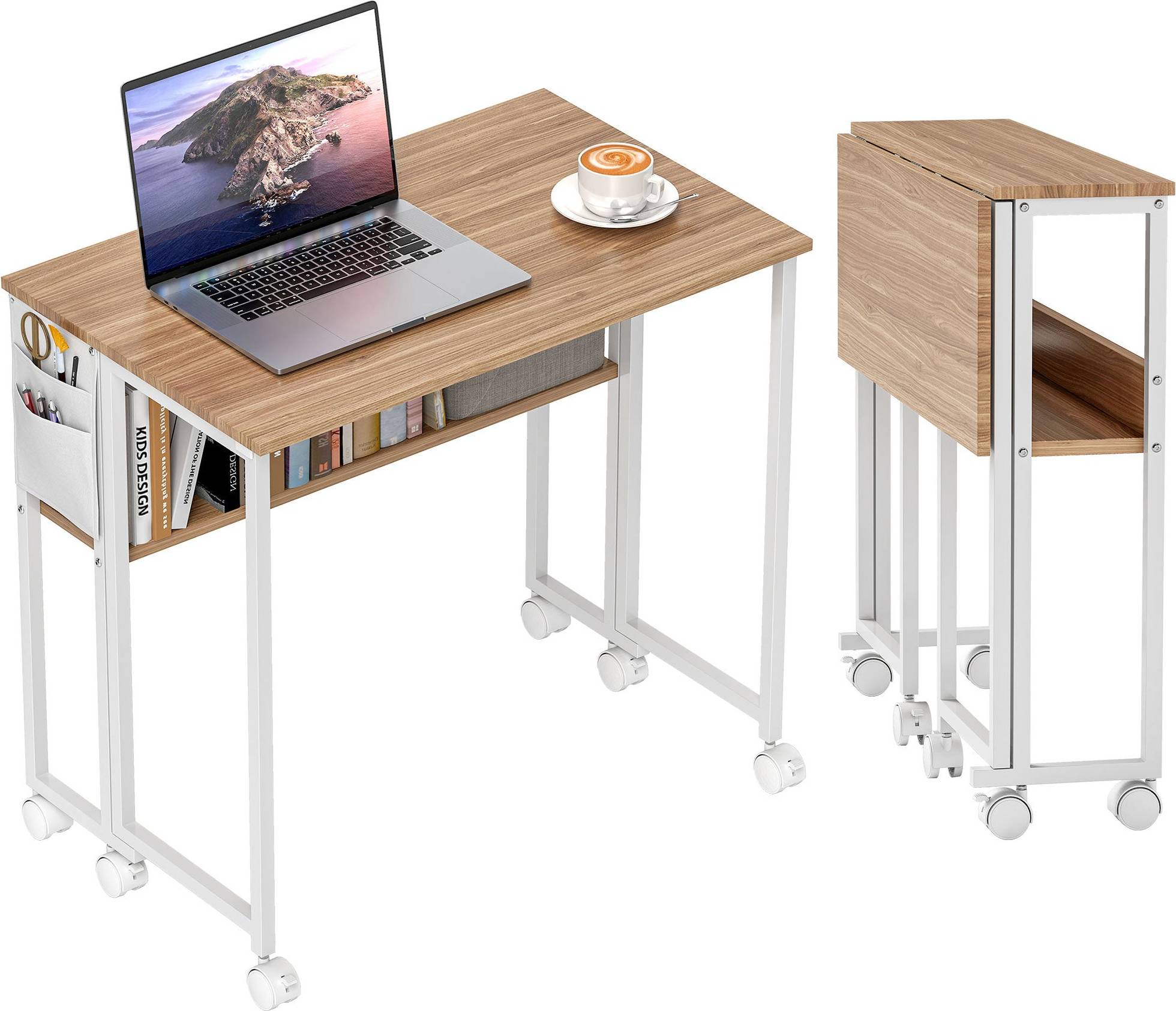 Homcom 80 cm Foldable Computer On Wheels Writing Desk