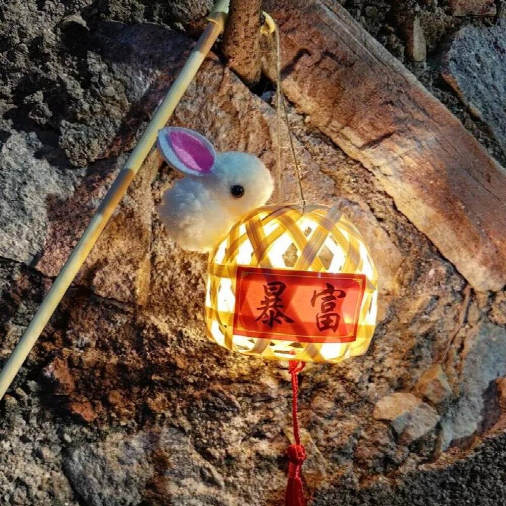 Children Bamboo Frame Rabbit Lantern Night Light