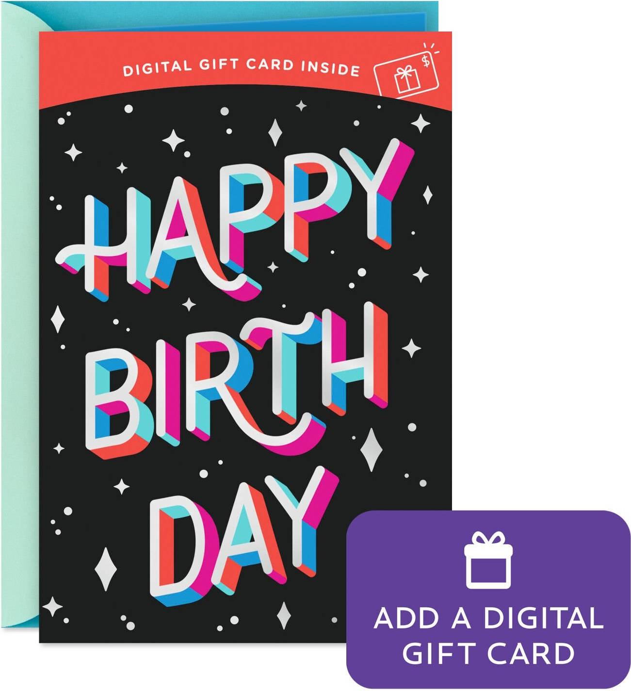 Gift card Hallmark Birthday Gift Card Retro Letters Stars