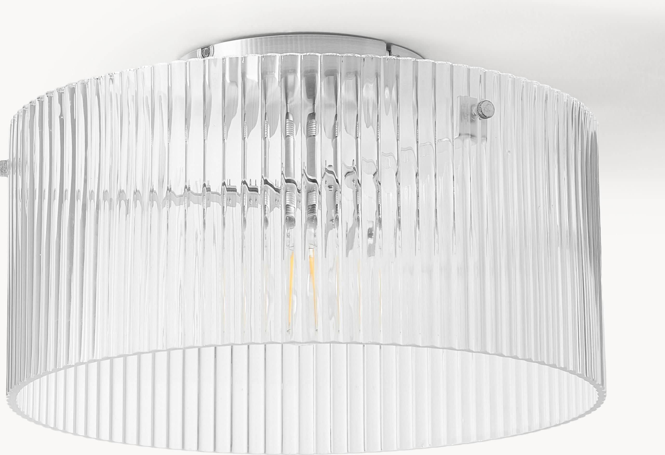 Westwing Collection Ribbed Glass Lamp Emmi Ceiling Flush Light