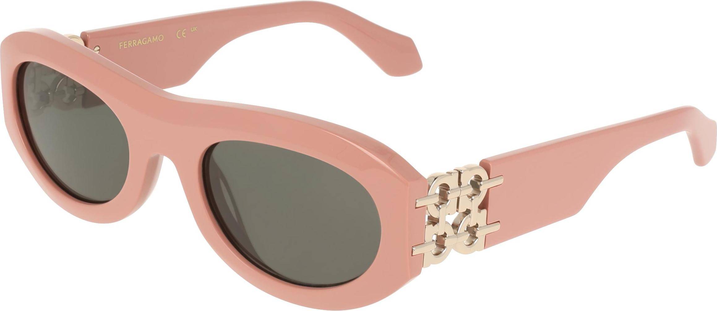 Ferragamo SF2082SE 667 Solbriller Acetat Rosa Grå Rund Normal - Rose Pink