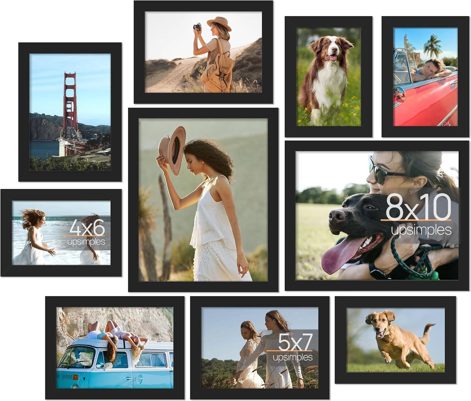 Multi photo frames UPsimples 10 Pack Picture Set Black Multi Size Photo Frame