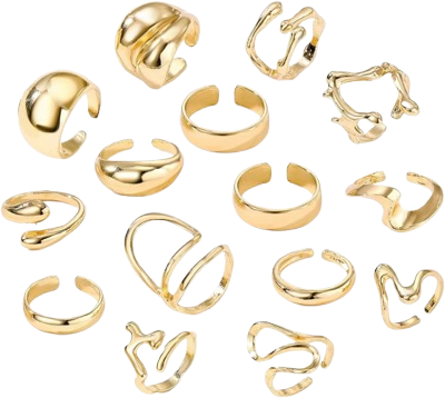 Shein 15pcs/Set Geometric Alloy Rings