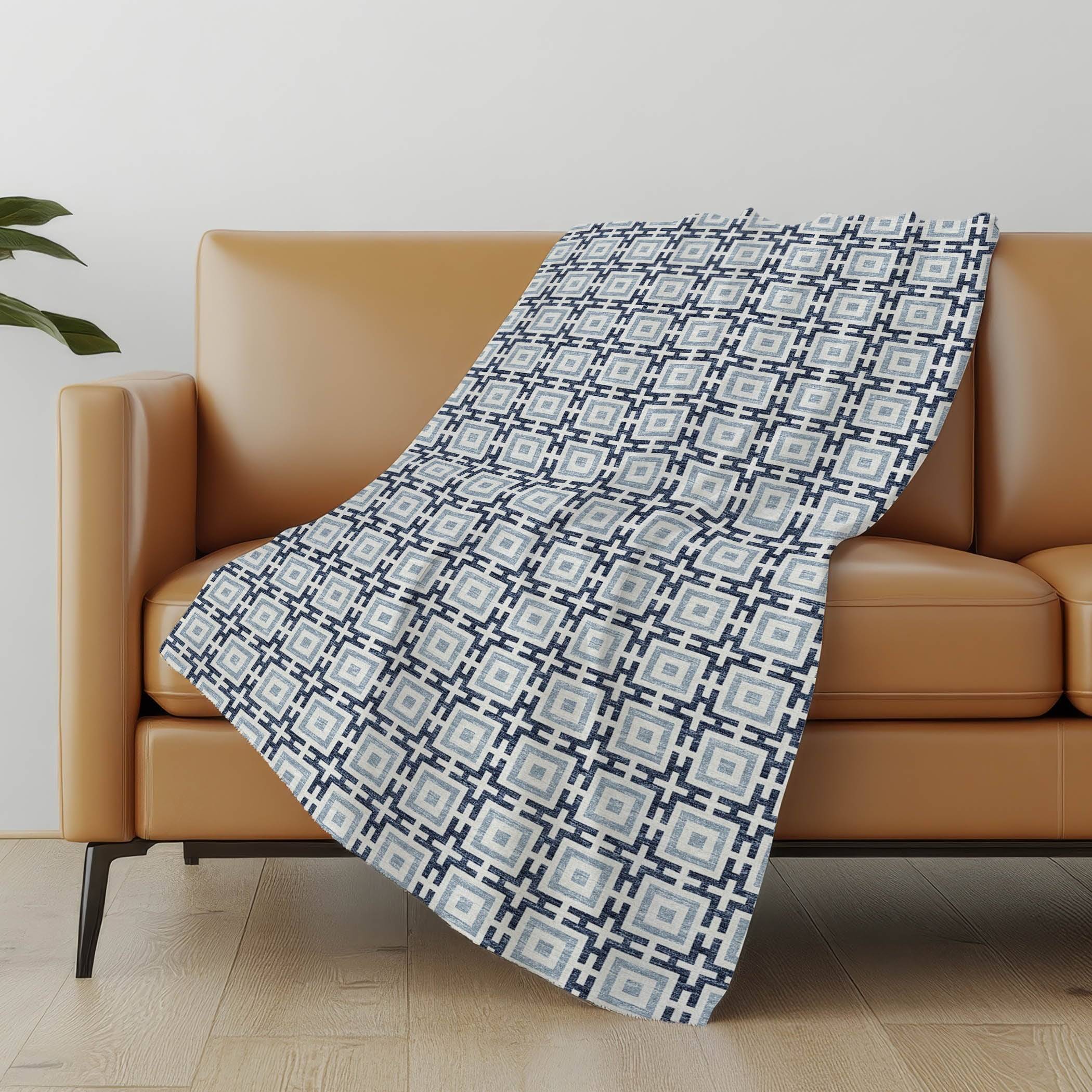 Addison Rugs Premium Machine Washable ASB139 Navy Throw Blanket Blankets