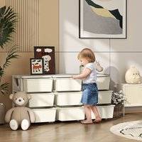 Homcom Three Tier Nine Drawer Horizontal Storage Cabinet