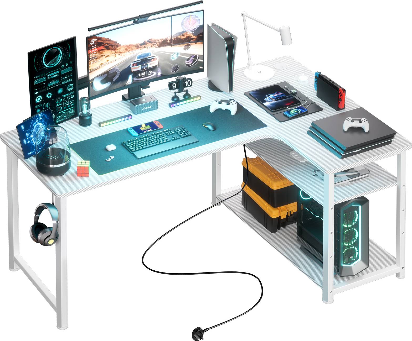 Gamer en L avec Rangement USB