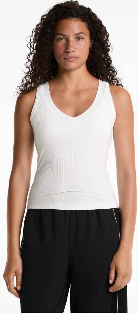 Oysho Rib Modal Blend Tank Top - White