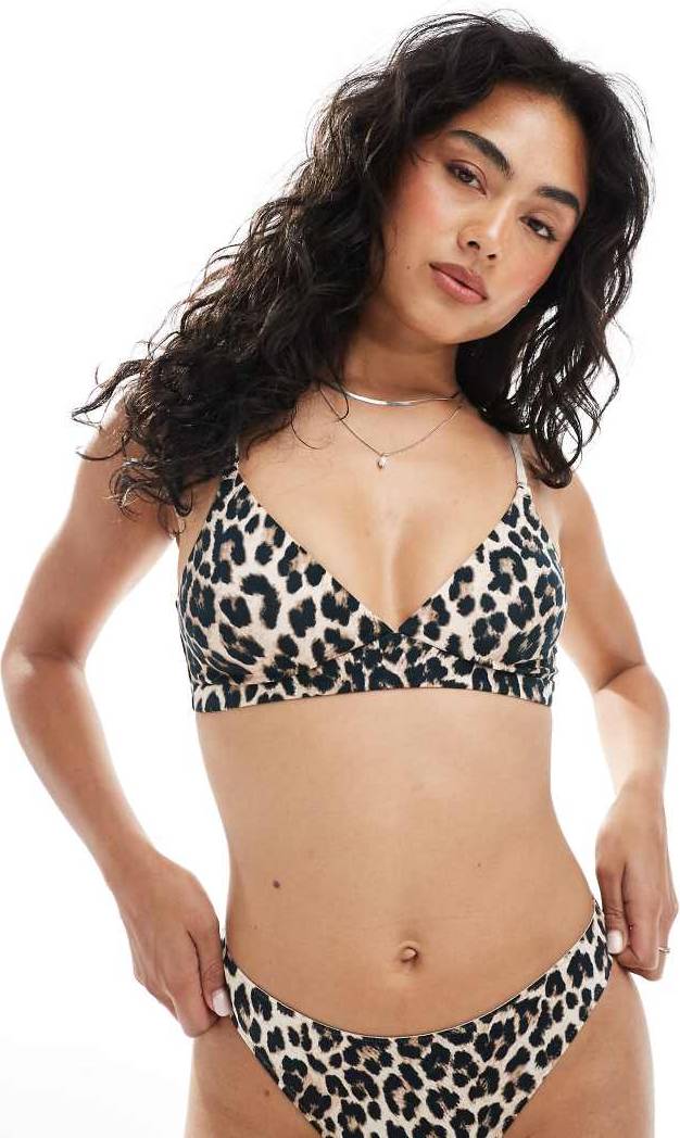 Triangle Bralette Leopard Print - Multi