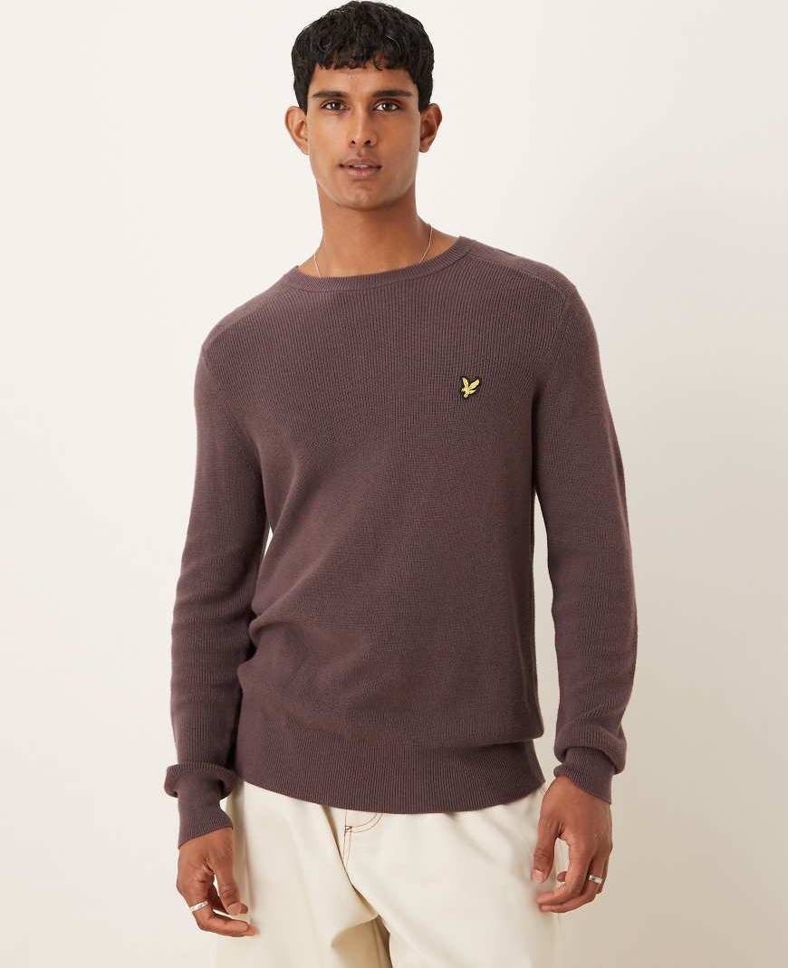 Lyle & Scott Mid Knits Engineered Rib Crew Neck Brun