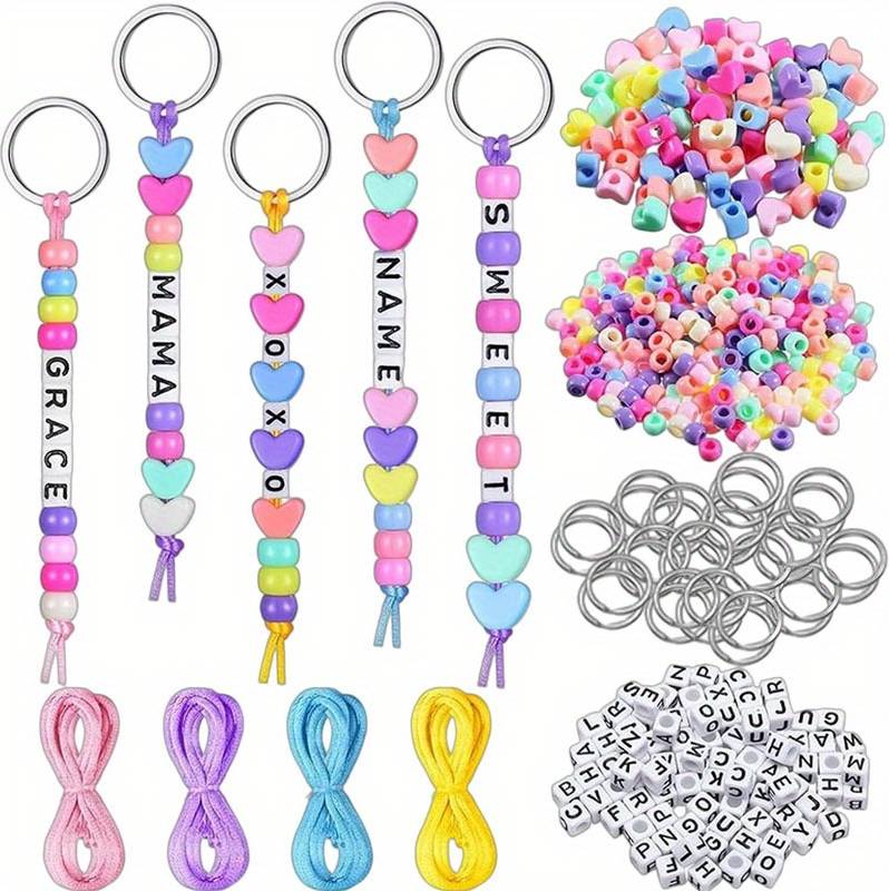 Temu Keyring Making Kit Letter Bead - Colorful