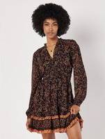 Apricot Ruffle Mini Dress - Black