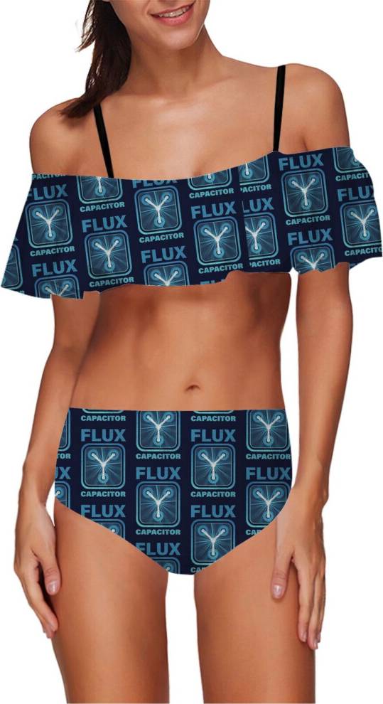 Flux s Bikini High Waisted Set Ruffle Tankini Swimsuit Two Piece - Back To The Future