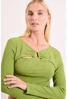 Principles Buckle Detail Ribbed Jersey Top - Green