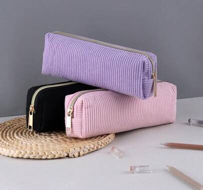 Desktop case Shein Large Capacity Pen Case Solid Color