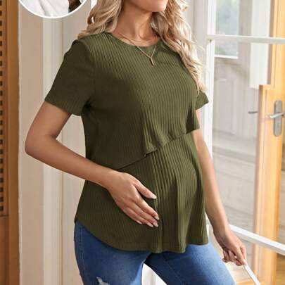 Shein Solid Color Simple Round Neck Short Sleeve