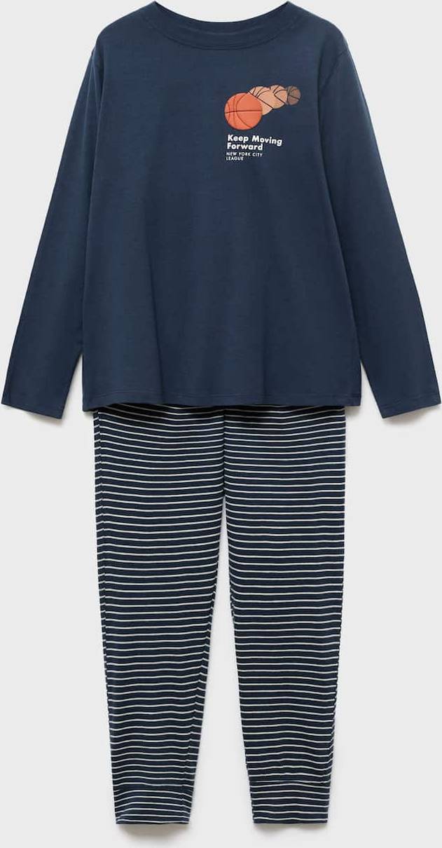 Mango Striped Long Pyjamas - Marinblå