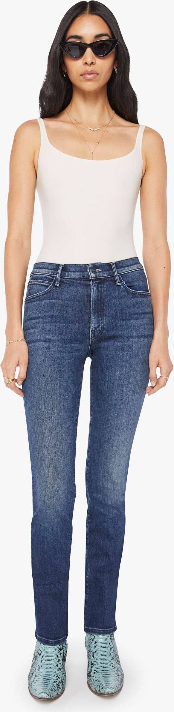 Mother The Rascal Skimp Jeans Youre A Riot - Blue