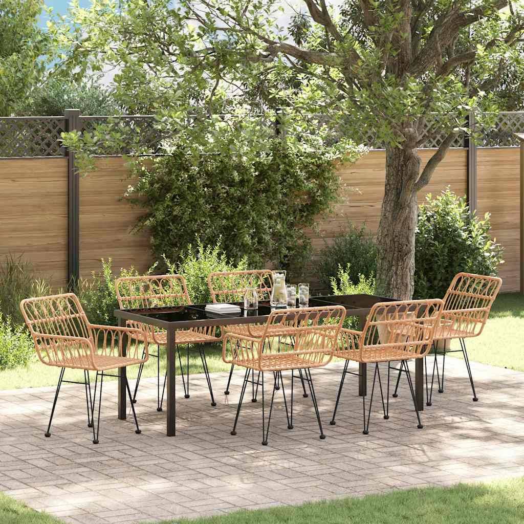 vidaXL 7 Delars Brun Poly Rattan Matgrupp
