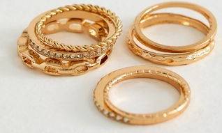 New Look Gold Tone Pack Stackable Textured Rings - L