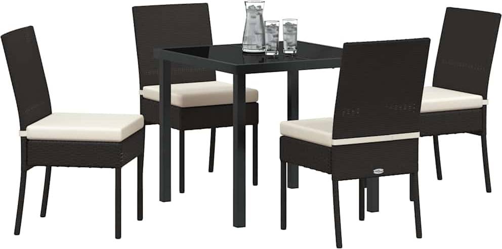 vidaXL 5 Delt Have Spisesæt Sort Poly Rattan Havemøbelsæt